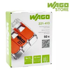 와고 전선커넥터(연선단선) 3폴 50개 wago 221-413B
