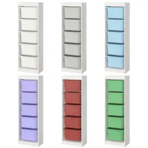 TROFAST 트로파스트 수납장+바구니5개 프레임 화이트 46x30x146cm/서랍장/정리함