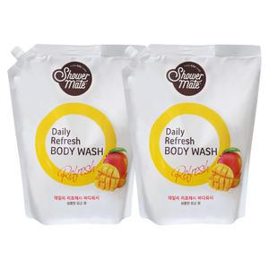 샤워메이트 리프레쉬 망고 대용량 바디워시 2000ml x 2개 리필용