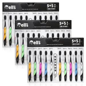 웰스 데일리 칫솔 차콜 초극세모x30개,치아건강.