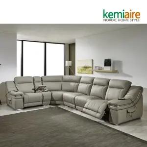 [정상가 3,381,000원]  보르도 6인 스웨이드가죽 안마기능 리클라이너쇼파 풀