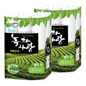 녹차사랑25M3겹30롤x2팩(60롤)화장지/휴지/두루마리
