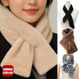 엔비 퍼 목도리 여성 미니 쁘띠 폼폼 리본 양털 사각 머플러 모음