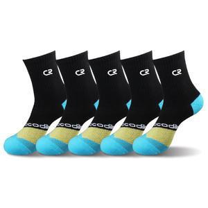 크로커다일 남성용 스포츠 압박 쿠션 중목 양말, 블랙, 5족세트