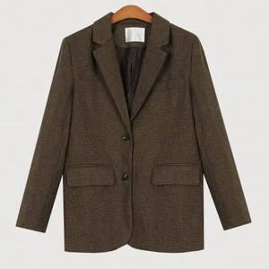 [디작소]여성 겨울 데일리 리베스 체크 울 자켓 재킷