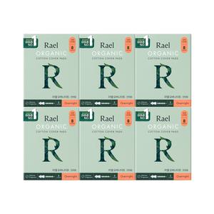 [라엘] 유기농 순면커버 생리대 오버나이트 6팩