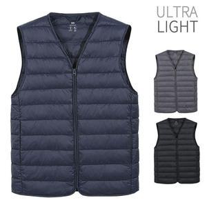 베이직 V넥 집업 경량 패딩 집업 조끼