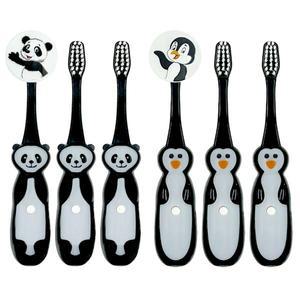 [브러쉬버디즈]비브라이트 어린이용 LED 타이머 동물 칫솔 홀더 세트 팬더 3개+펭귄 3개