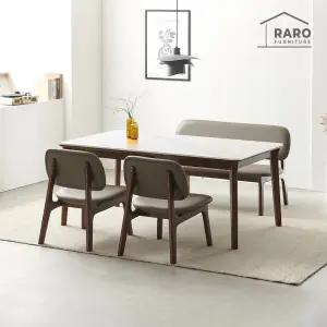 [/착불배송] 레스트 1400 포세린 통 세라믹 낮은 4인 식탁 세트 (식탁+의자2+벤