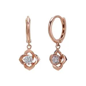 갤러리아 여자 14K 귀걸이 원터치 드롭 드롭 꽃 큐빅