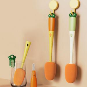 귀여운 디자인 당근 세척솔 컵 텀블러 병 젖병 닦는 솔 스펀지 틈새 소프트 브러시