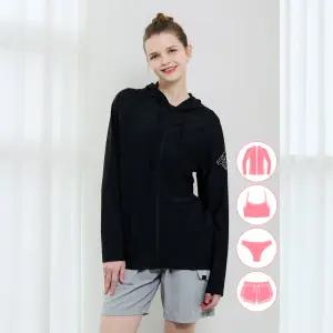 베이직엘르 여성인 루즈핏 후드 래쉬가드 비치반바지 세트 BEL-X005K