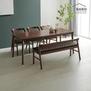 [/착불배송] 데이브 1900 고무나무 원목 6인 식탁 세트 (식탁+의자3+벤치1)