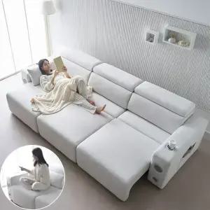 에보니아 알렉스 모션 슬라이딩 리클라이너 쇼파 4인용 아쿠아스웨이드텍스