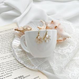 브시르 자개 꽃 링 드롭 이어링 여성 깔끔