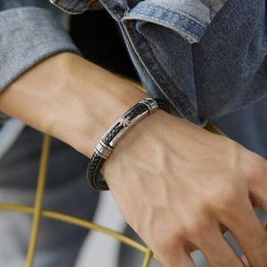 [에르모사제이]맨즈 와펜 포인트 가죽 남자팔찌 MW003