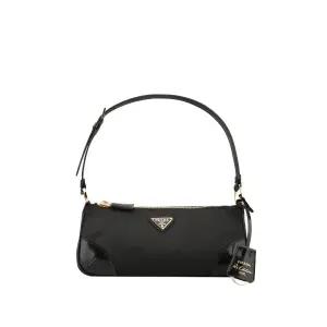 24FW 프라다 1BC201 R789 F0002 리에디션 2002 리나일론 브러쉬드 가죽 숄더백 블랙