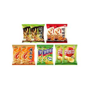 먹태깡 세트1 고추마요 60g+먹태깡 60g+새우깡 90g+양파링 80g+포테토칩 오리지널 60g 각 2개  (총 8개)