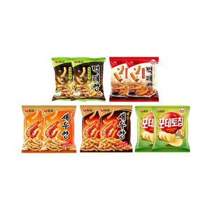 먹태깡세트2 (먹태깡고추마요, 2개, 먹태깡, 2개, 새우깡, 2개, 포테토칩, 2개, 매운새우깡, 2개)