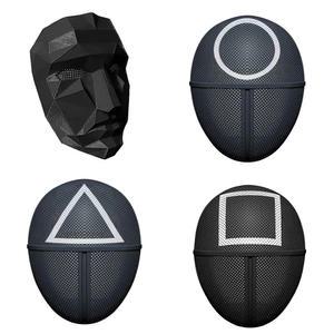 할로윈 가면 검은 오겜 병정 패러디 코스튬 마스크 코스프레 파티 집회 방송 게임 축제 생일 소품 장식