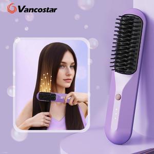 여성용 무선 전기 헤어 브러시 스트레이트너 열 빗 휴대용 드라이어 및 스타일러