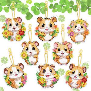 햄스터 친구들 열쇠고리 보석십자수 8개 한세트(양면) 특수보석+샤이닝비즈