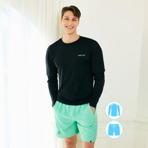 베이직엘르 남성인 레이어드 래쉬가드 비치반바지 세트 BEM-Y905K