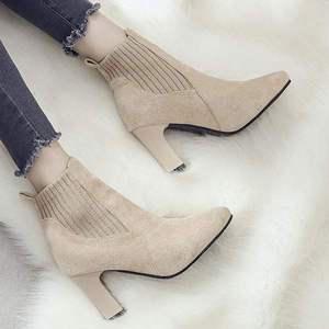 앵클 힐 부츠 스웨이드 미들굽 기모안감 니트 발목 여자가을신발