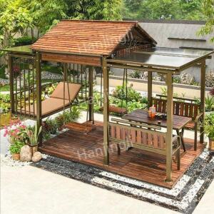 정자 야외 안뜰 단단한 나무 옥상 빌라 파고라 원두막 테라스 오두막