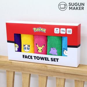 포켓몬스터 캐릭터 세면타월 5종 세트 부드러운 면수건 40x80