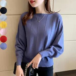 여성 봄가을겨울 MICHELLE 미쉘 솔리드 스몰오프숄드 보트넥 가오리 부드러운 니트 8칼라 / 3