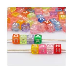 [QN3T2X0Y_58]사각 반투명 이니셜팔찌 비즈 100pcs