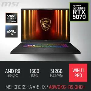 ⓒ MSI 크로스헤어 A18 HX A8WGKG-R9 QHD+ 16GB 512GB WIN11 / 18인치 편집 고성능 게임 AI 노트북
