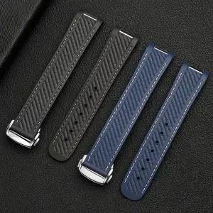 고무 실리콘 시계 스트랩 오메가 씨마스터 300 AT150 아쿠아 테라 초경량 8900 스틸 버클 시계 밴드 팔찌 2