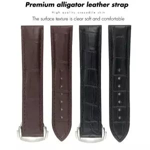 악어 가죽 시계 스트랩 정품 악어 가죽 오메가 드 빌 씨마스터 아쿠아 테라 150M AT150 시계 밴드 20mm 19m