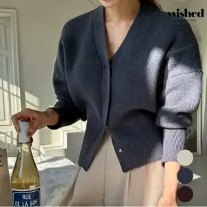 심플 무드 브이넥 페미닌 니트 가디건 (WIADCD004)