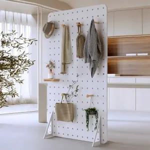 구멍 보드 원목 타공판 가벽 스크린 우드 선반 파티션 파티션(160x100cm/사각)-네츄럴