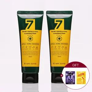 [촉촉+딥클렌징 150ml] 1.+1. 메이아일랜드 세븐 시크릿 센텔라 시카 클렌징 폼 (총2개) + 마스크팩 2매 증.정
