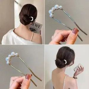 진주 U자형 올림머리 헤어 액세서리 비녀-WFG2N8B