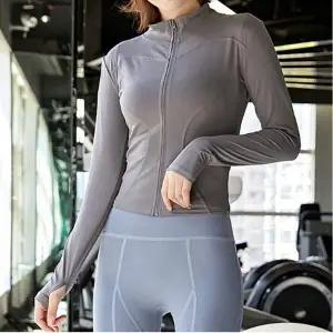 여성 요가 필라테스 상의 긴팔 집업 운동복 아우터