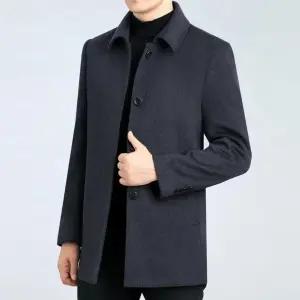 남성 출근룩 하프 코트 울 추동 양면 터틀넥 니트 순수 핸드메이드 자켓 캐시미어 힛템