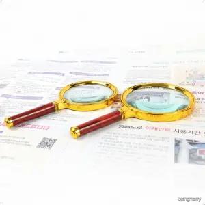 휴대용 고배율 독서 돋보기 고선명 금장 원목손잡이 클래식 시력보조 확대경