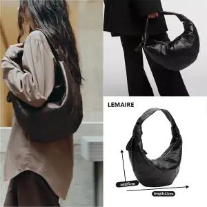 호환  lemaire Fortune Croissant 대형 용량 가죽 크로스 바디 백 여성 가죽 핸드백