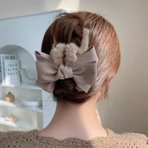 [콩심팥심]뽀글퍼 빅 리본 헤어핀 러블리 머리핀 집게핀