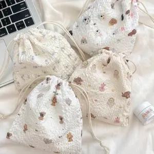 귀여운 스트링 파우치 생리대 화장품 가방 복주머니 복조리 더스트백 면 린넨