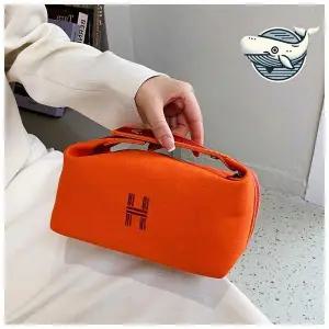 세련된 오렌지색 화장품 파우치 여성용 다용도