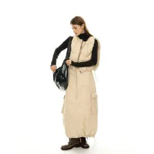 여성 데일리 롱 스커트 겨울 스트리트 카고 포켓 패딩 루즈핏 퍼프 힛템