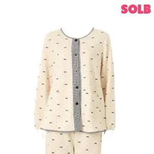 [롯데백화점]솔브 부드럽고 따뜻한 면스판 리본잠옷 여자잠옷선물 추천 SEV256WS