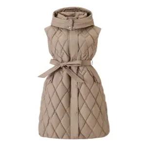 [탱커스]다이아 퀼팅 후드 벨티드 롱 베스트 점퍼 (TX4JP004L0)