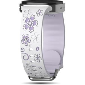 플로럴 밴드 삼성 갤럭시 워치 8/8 클래식 40mm/44mm/46mm, 귀여운 소프트 플라워 각인 실리콘 인레이 드레시 스트랩 8 40/44mm/8 46mm 여성용